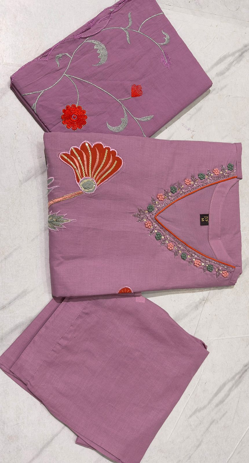 Naylani Lavender Floral Cotton Suit Set