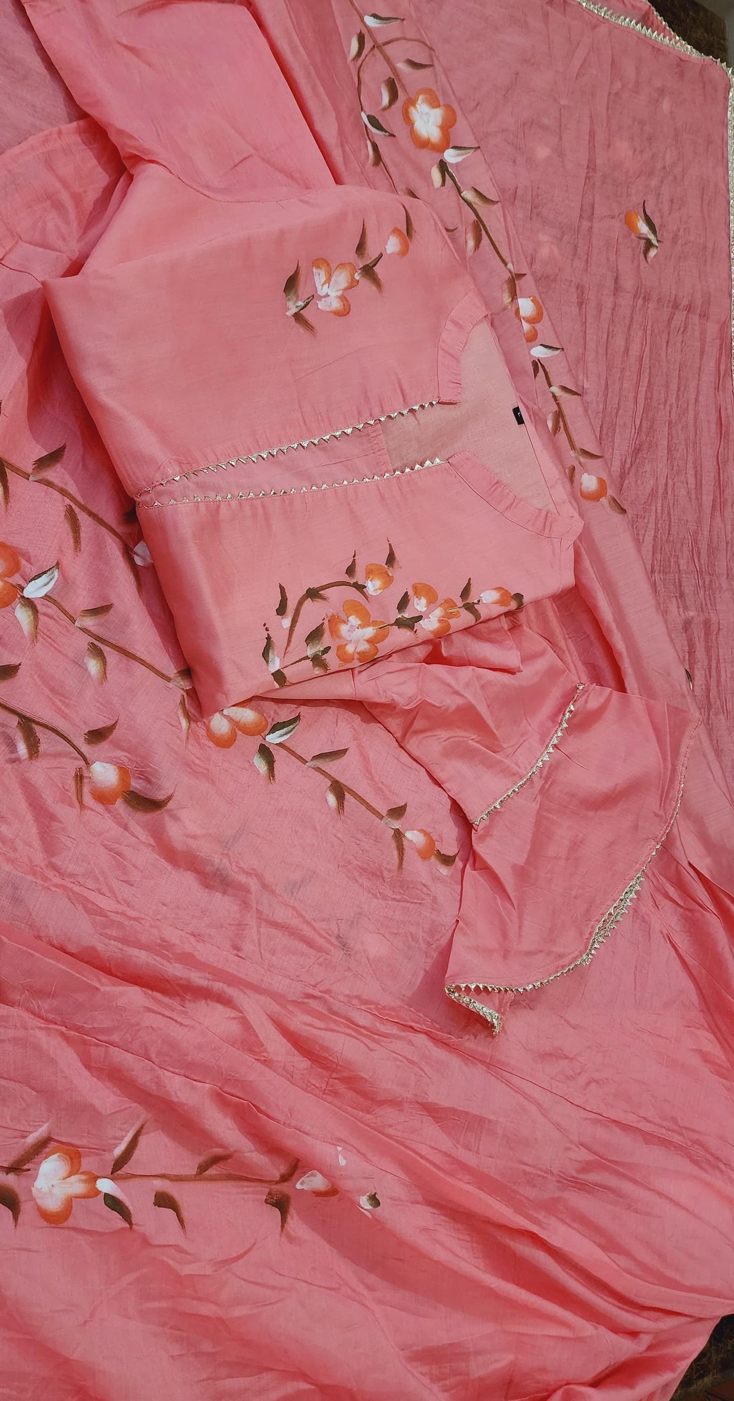 Olivia Hand Painted Chanderi Lehenga Set