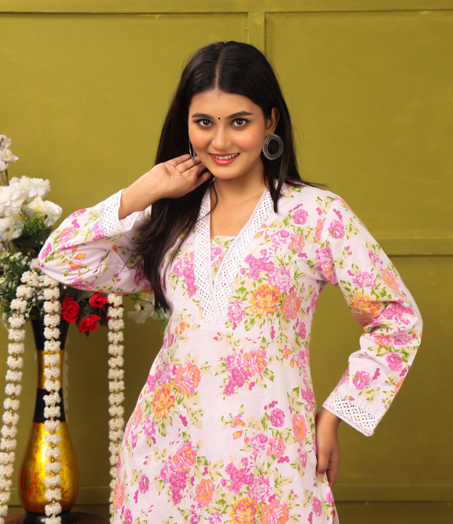 Saanjh Light Pink Printed Cotton Suit Set