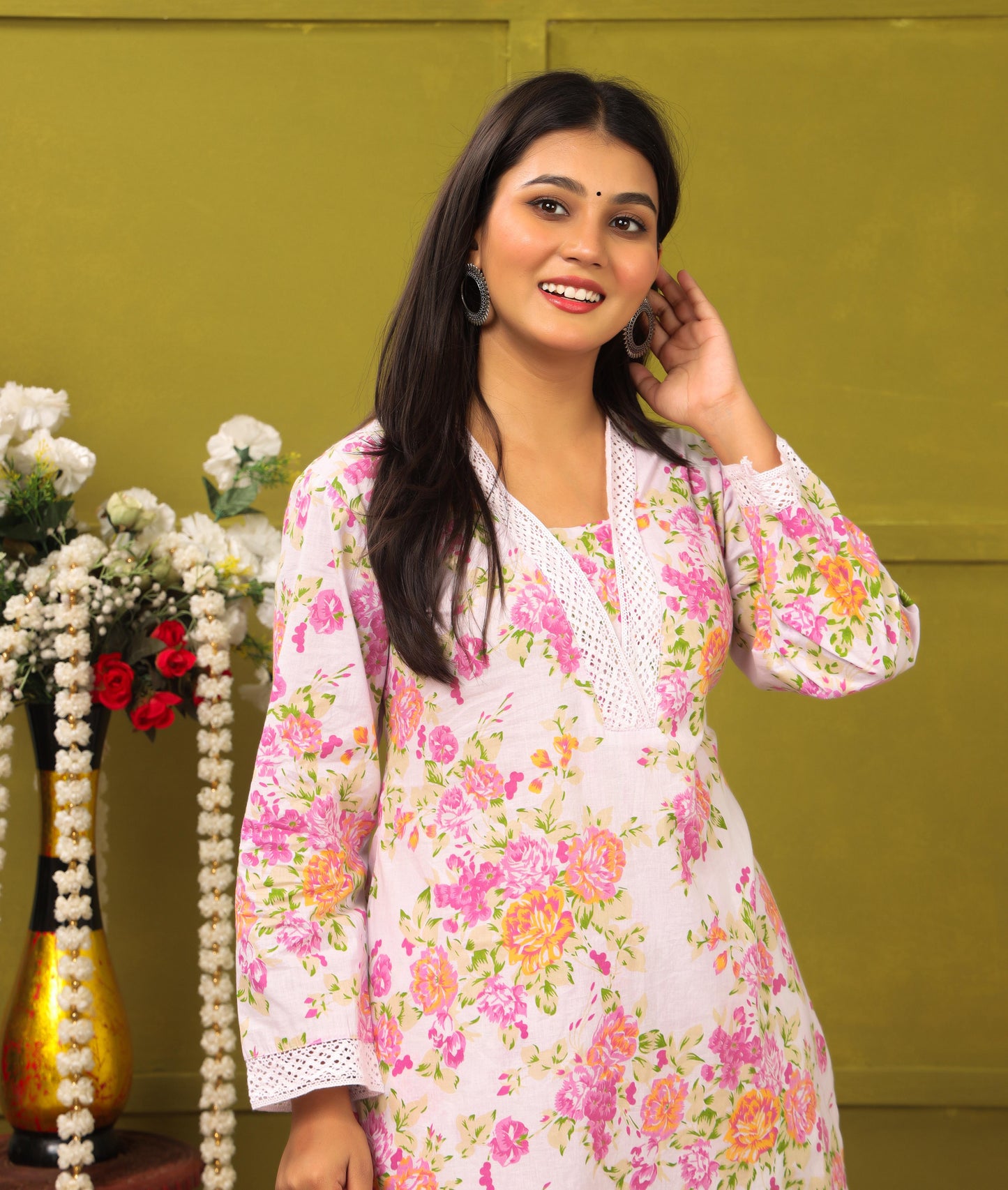 Saanjh Light Pink Printed Cotton Suit Set