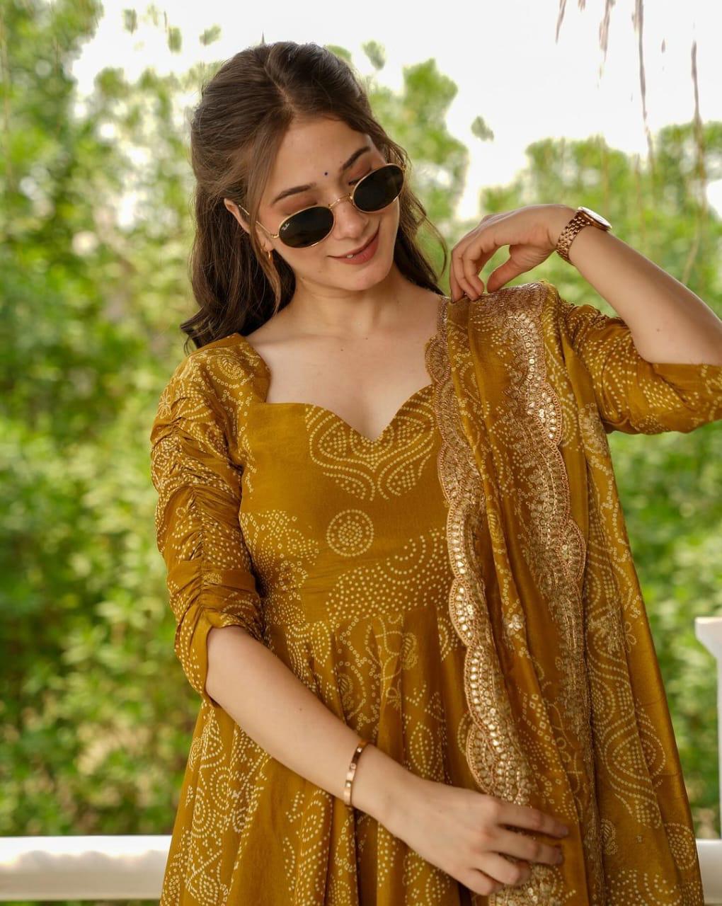 Anika Bandhani Anarkali Suit Set