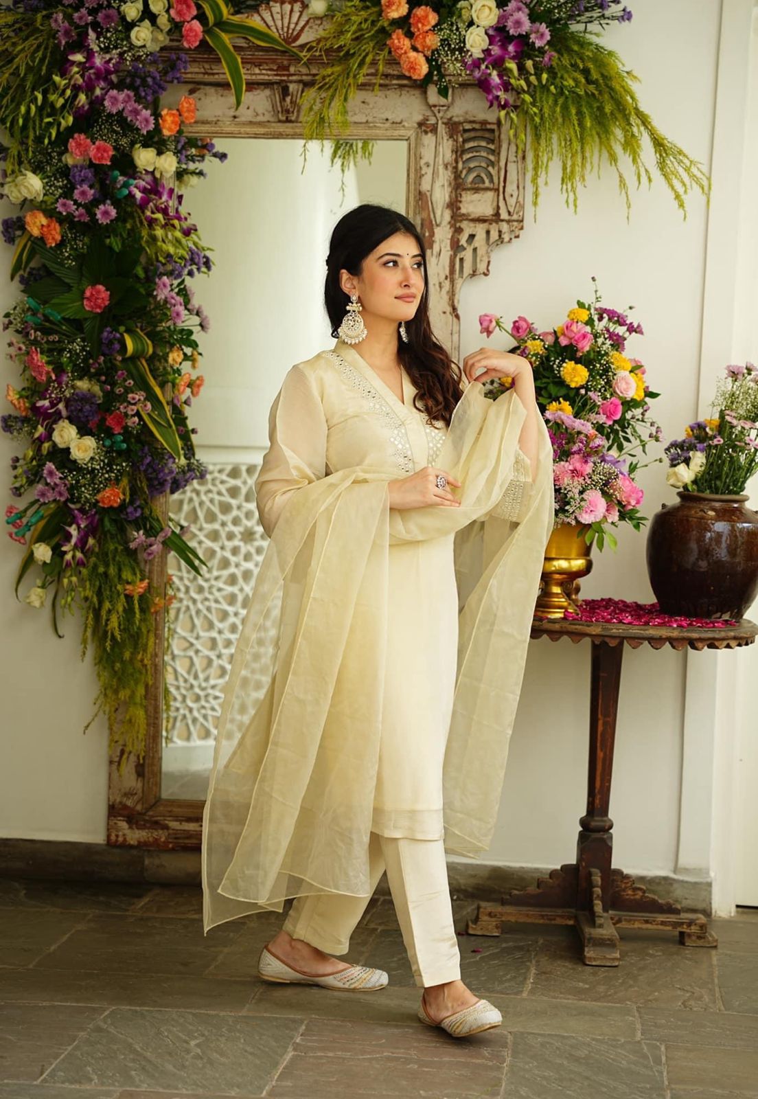 Prisha Chanderi Eembroidered Suit Set