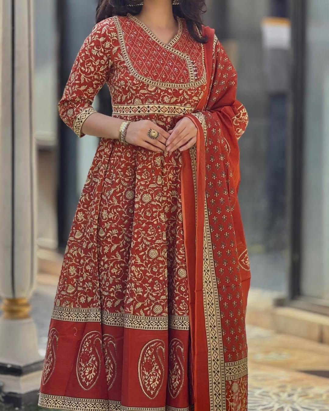 Inaya Printed Anarkali Suit Set