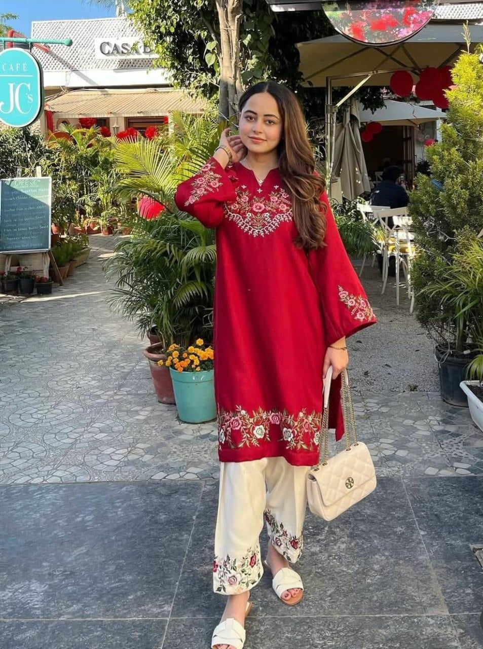 Falak Red Embroidered Co-ord Set