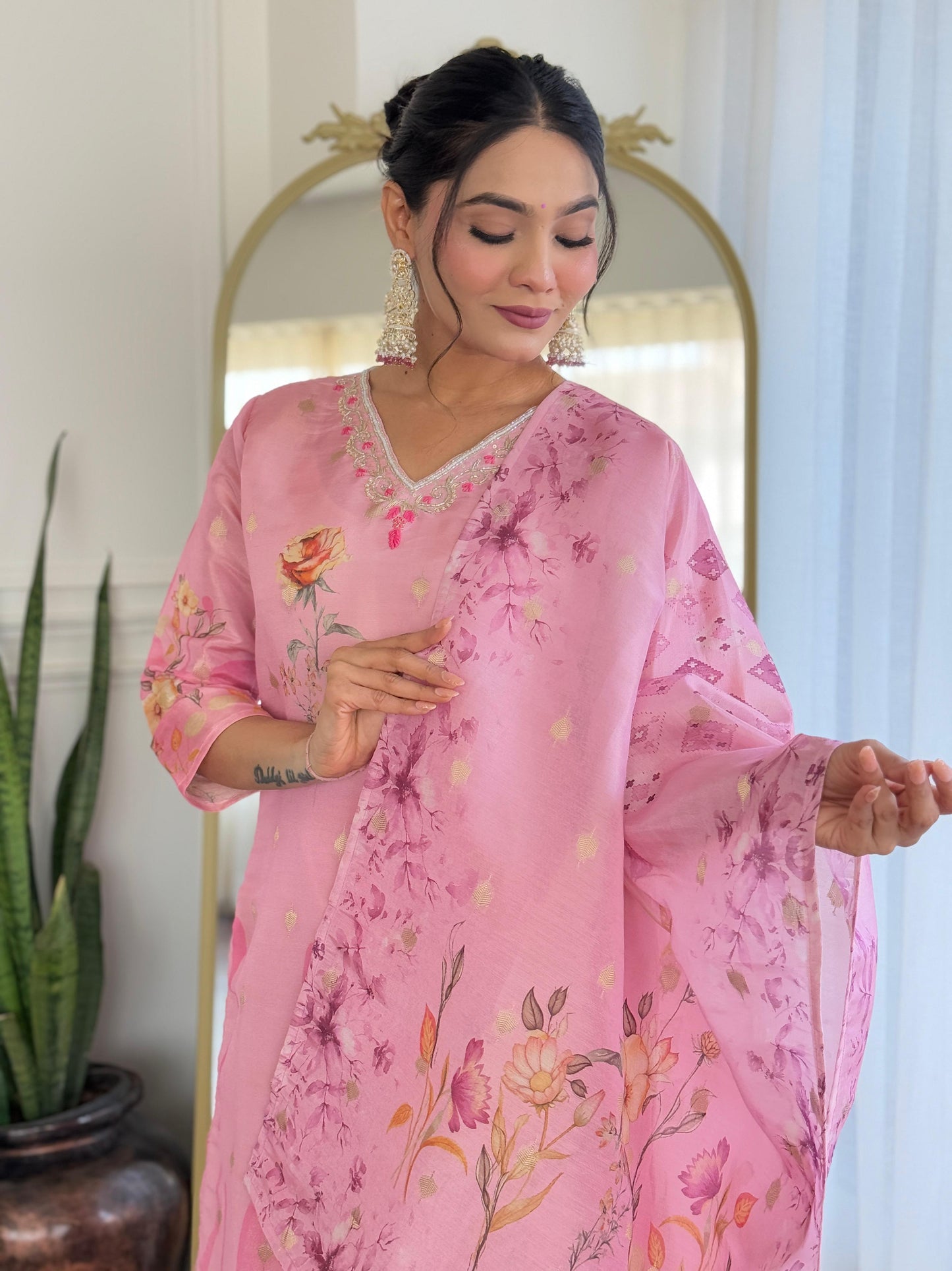 Aabha Simmer Jacquard Suit Set