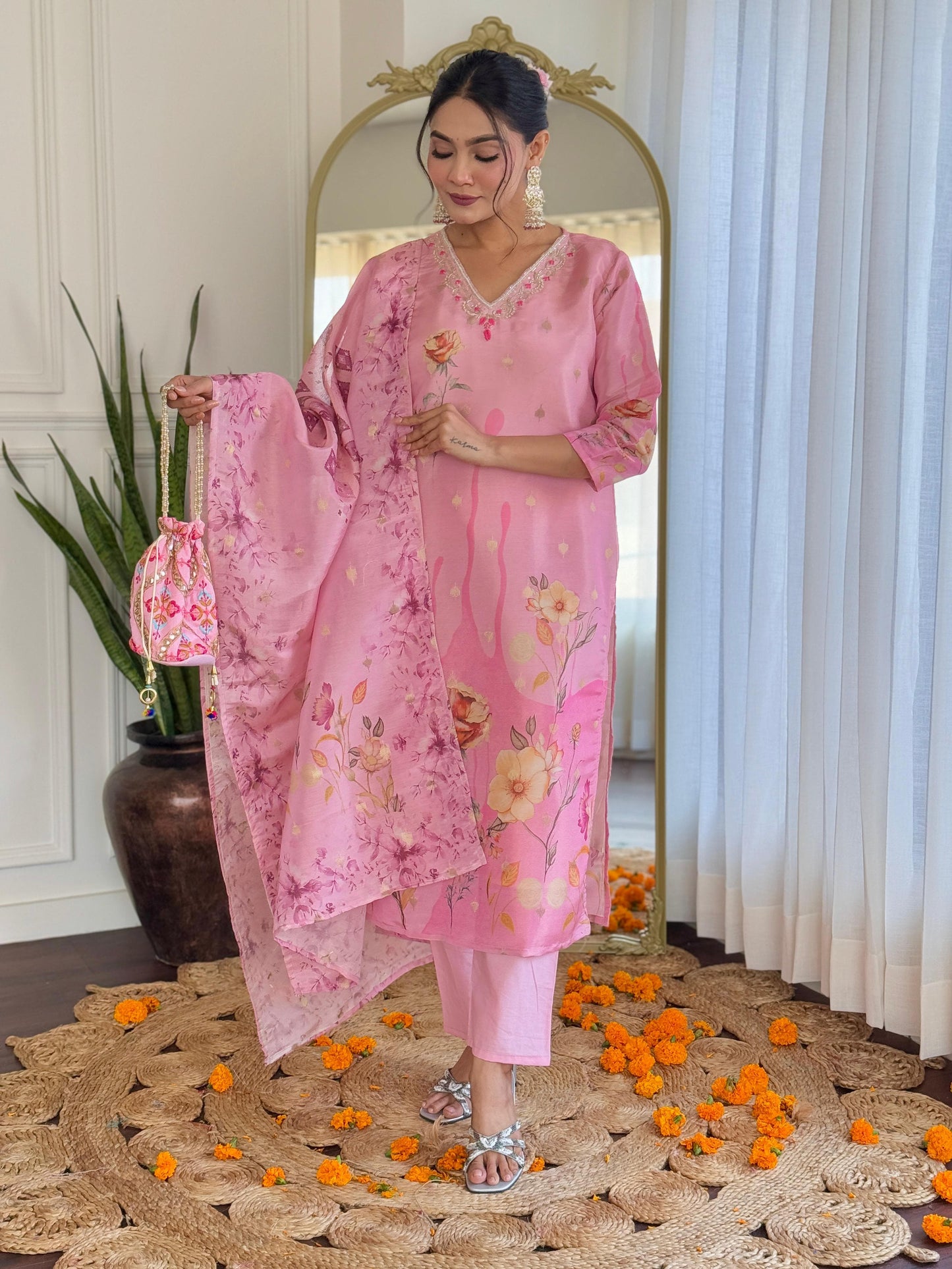 Aabha Simmer Jacquard Suit Set