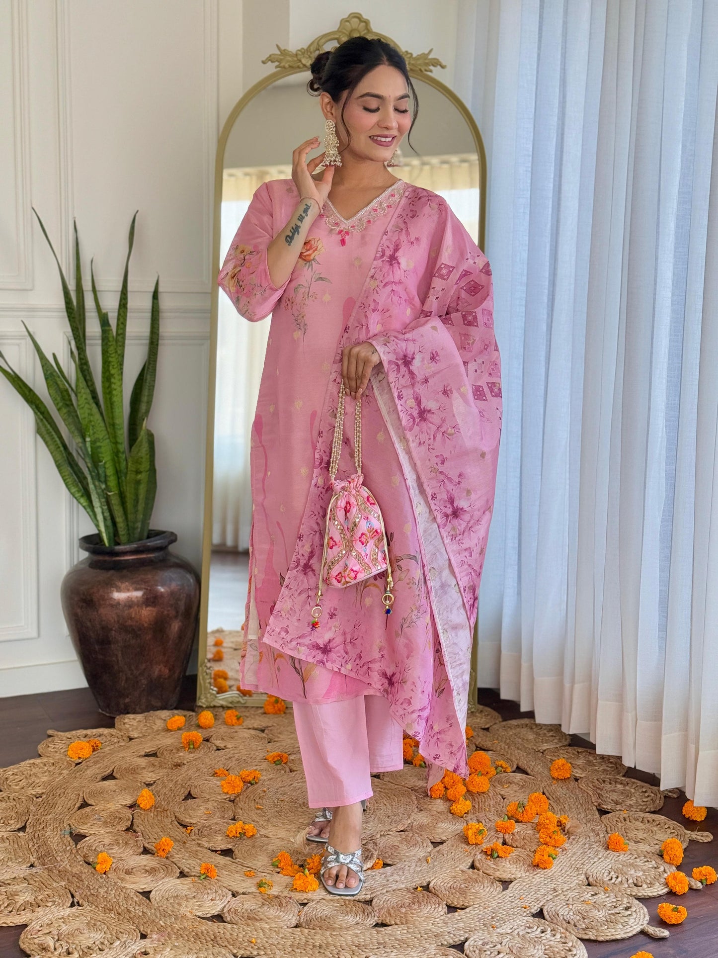 Aabha Simmer Jacquard Suit Set