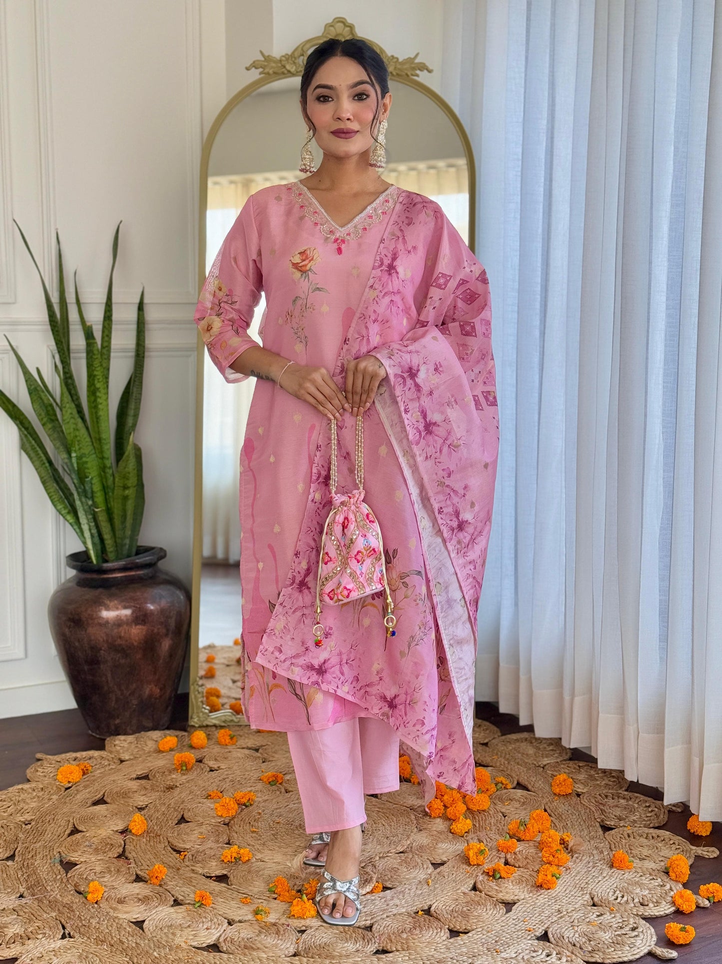 Aabha Simmer Jacquard Suit Set