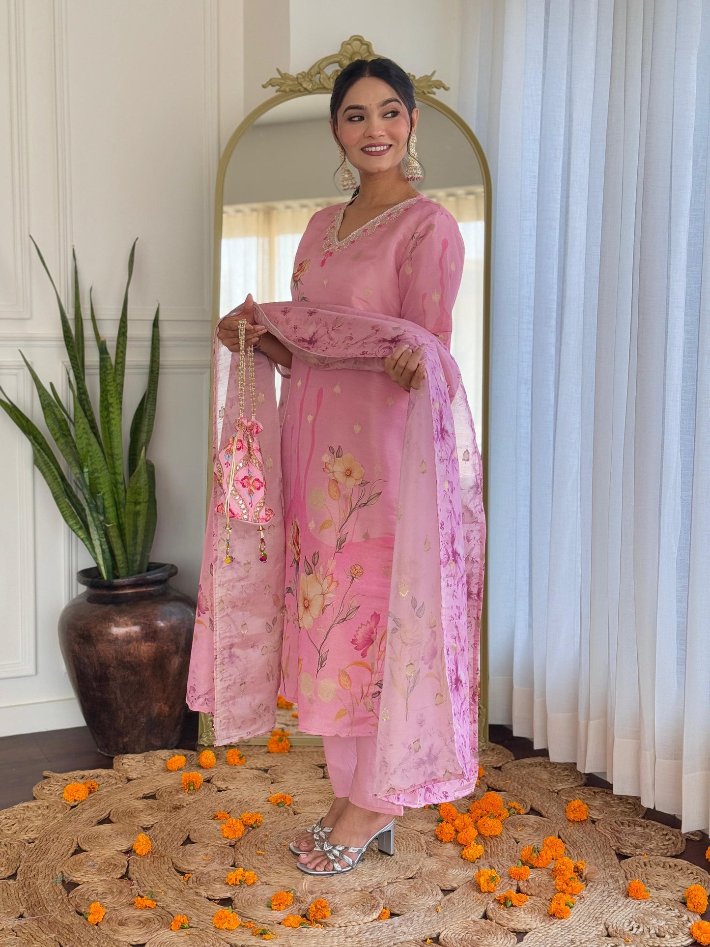 Aabha Simmer Jacquard Suit Set