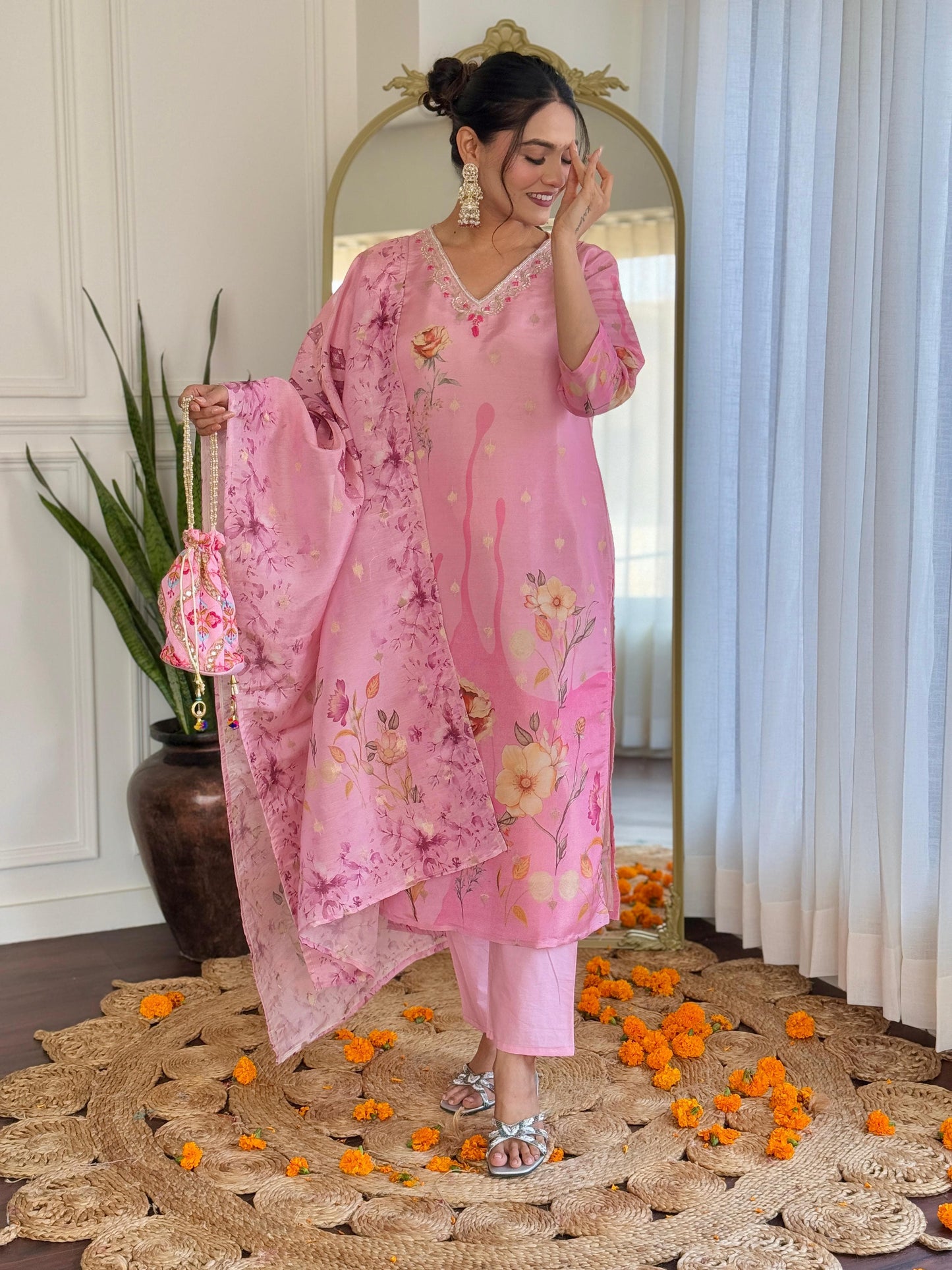 Aabha Simmer Jacquard Suit Set