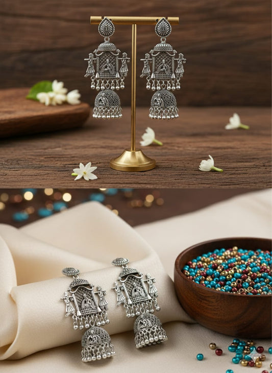 Traditional Doli-Palki Oxidized Jhumkas