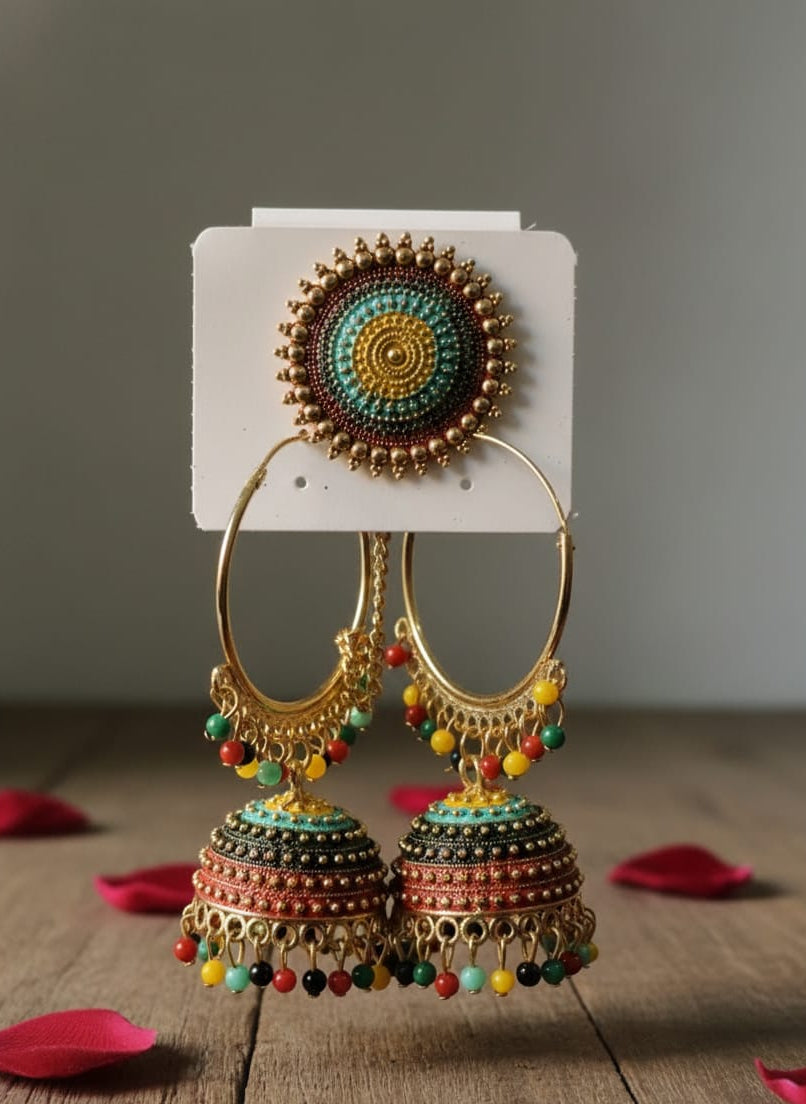 Traditional Doli-Palki Oxidized Jhumkas