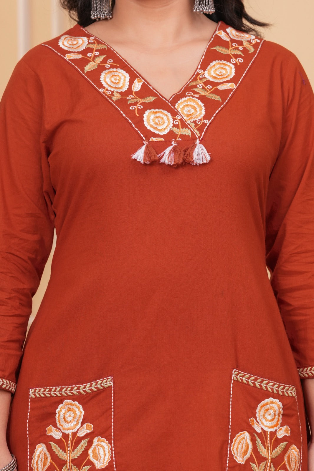 Mahi Vibrant Rust-Colored Straight-Pattern Kurta