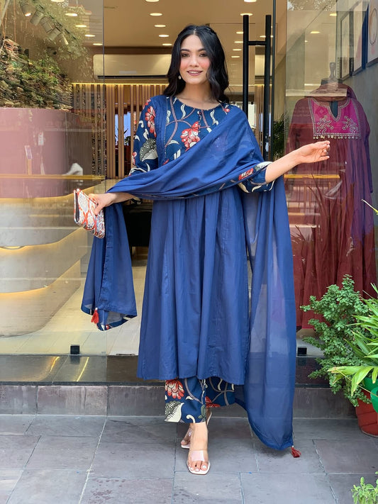 Sana Navy Blue Anarkali Kurta Set