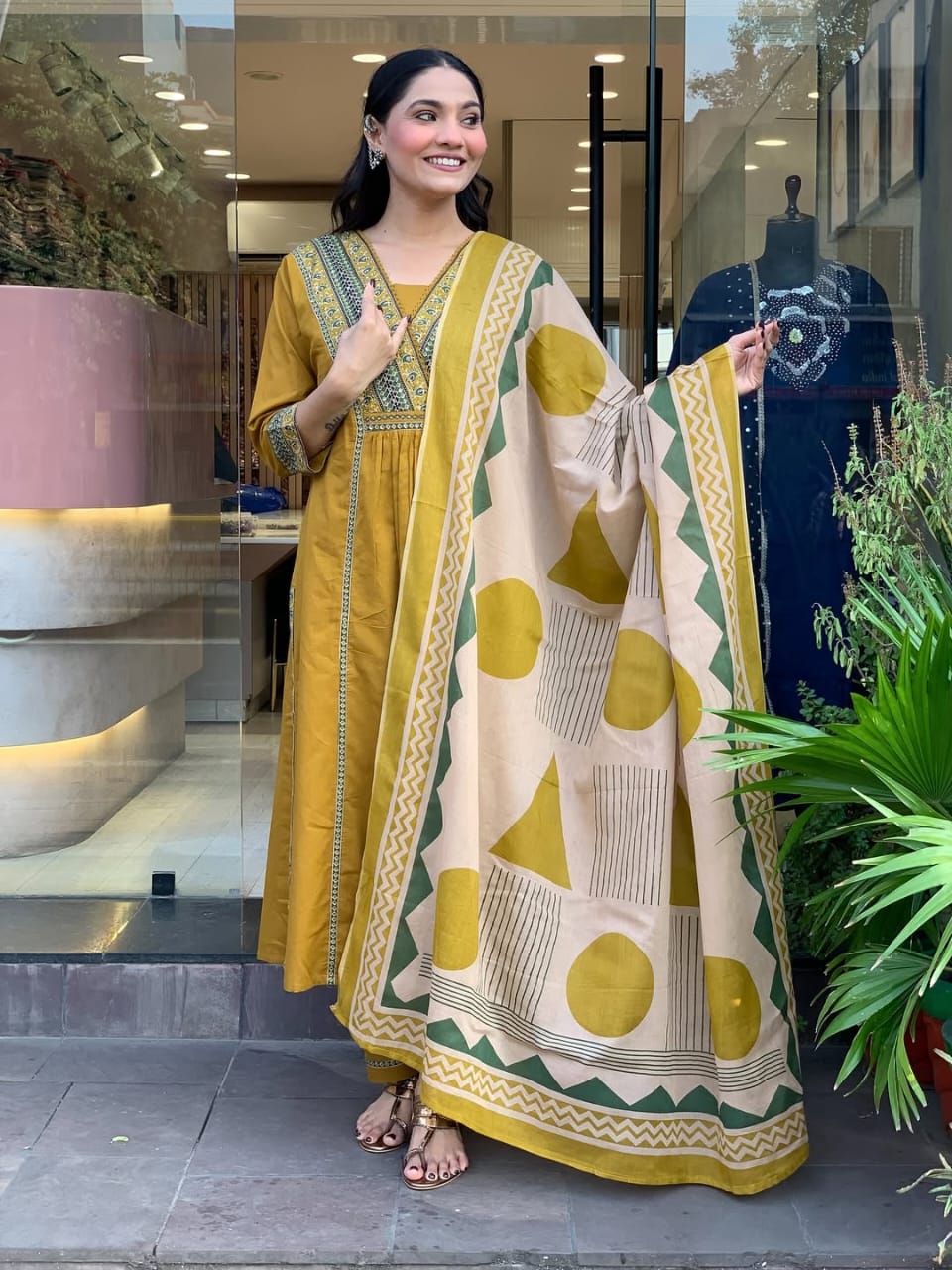 Nitya Mustard Yellow Cotton Suit Set