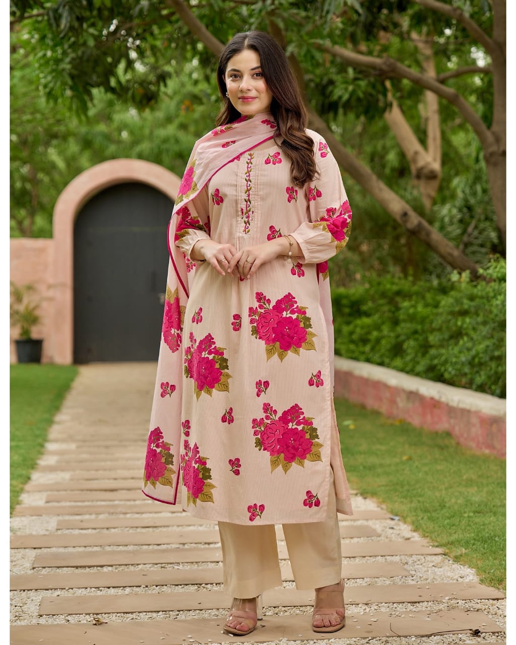 Sara Blush Pink Floral Suit Set