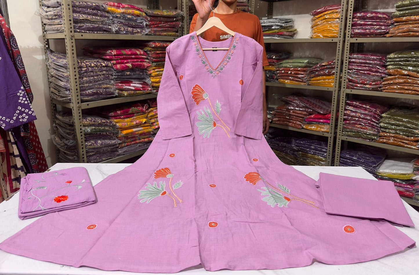 Naylani Lavender Floral Cotton Suit Set
