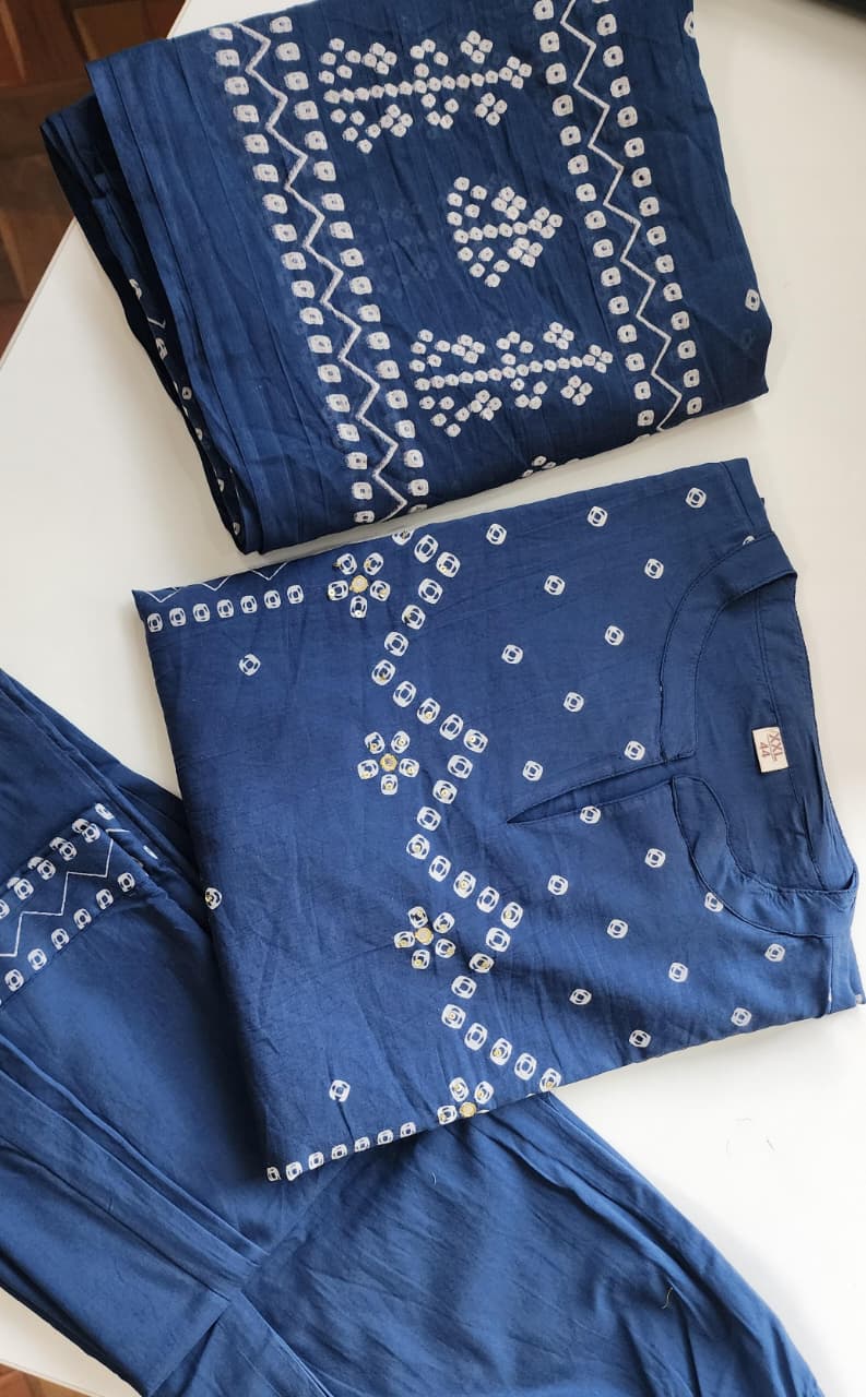 Evelyn Azure Blue Bandhej Suit Set
