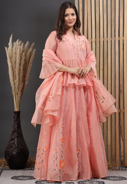 Olivia Hand Painted Chanderi Lehenga Set