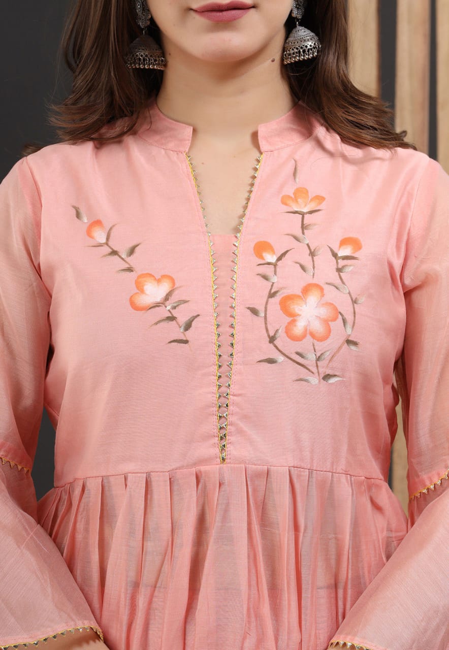 Olivia Hand Painted Chanderi Lehenga Set