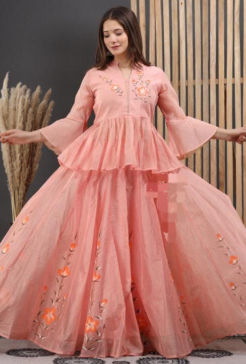 Olivia Hand Painted Chanderi Lehenga Set