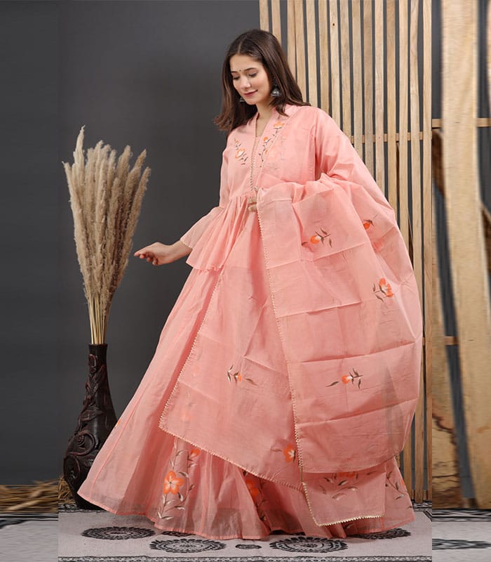 Olivia Hand Painted Chanderi Lehenga Set