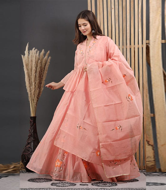 Olivia Hand Painted Chanderi Lehenga Set