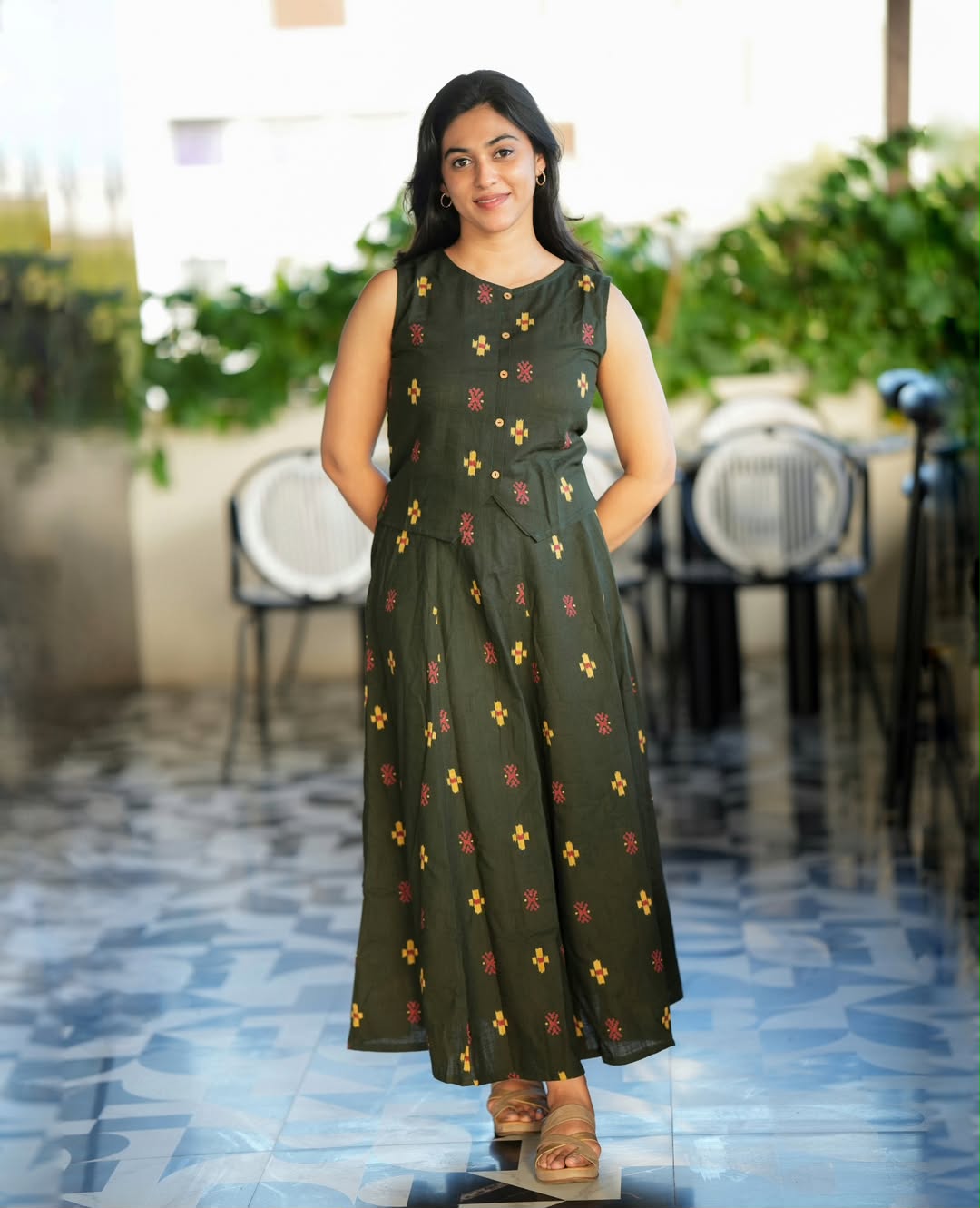 Silvia Charcoal Printed Cotton Skirt & Top Co-ord Set