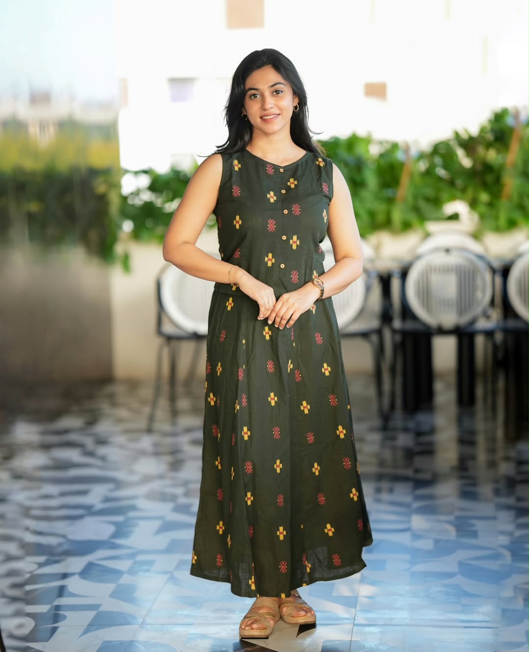 Silvia Charcoal Printed Cotton Skirt & Top Co-ord Set