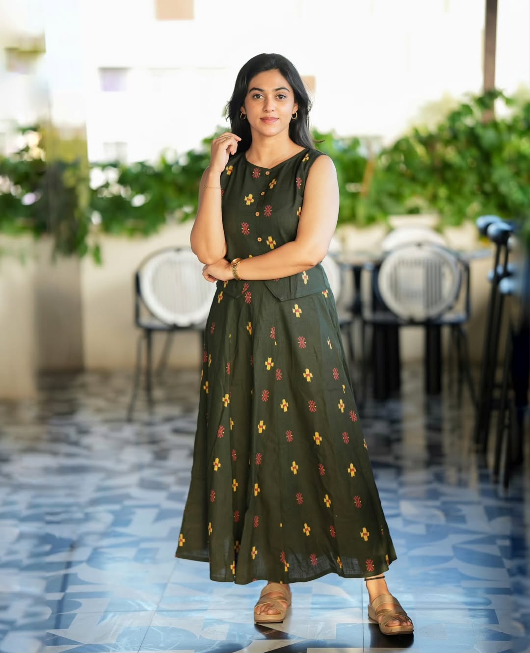 Silvia Charcoal Printed Cotton Skirt & Top Co-ord Set