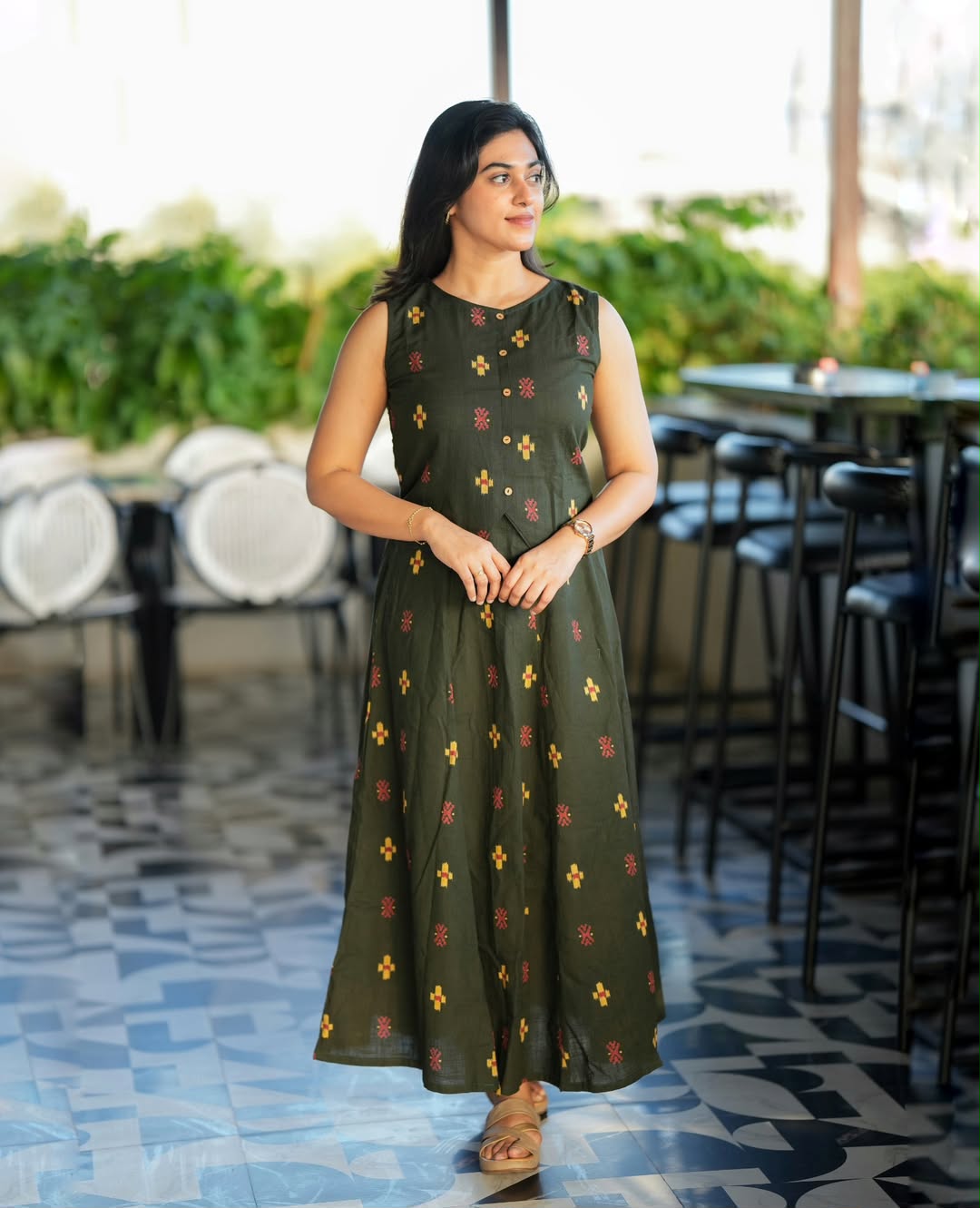 Silvia Charcoal Printed Cotton Skirt & Top Co-ord Set