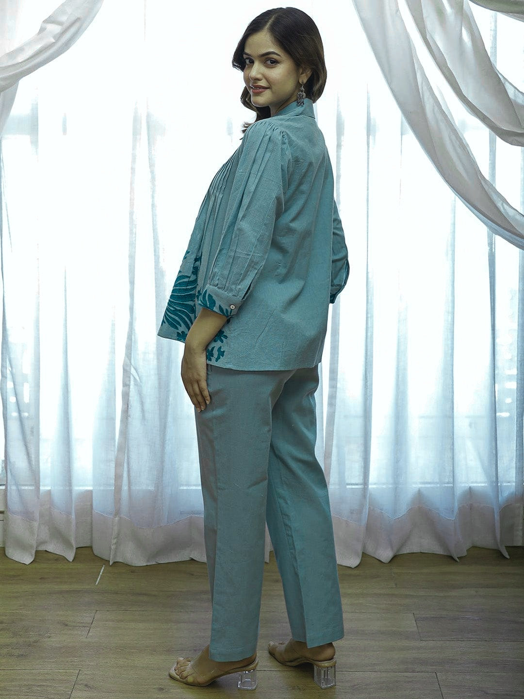 Pearl Floral Embroidered Kurti and Pant Co-ord Set
