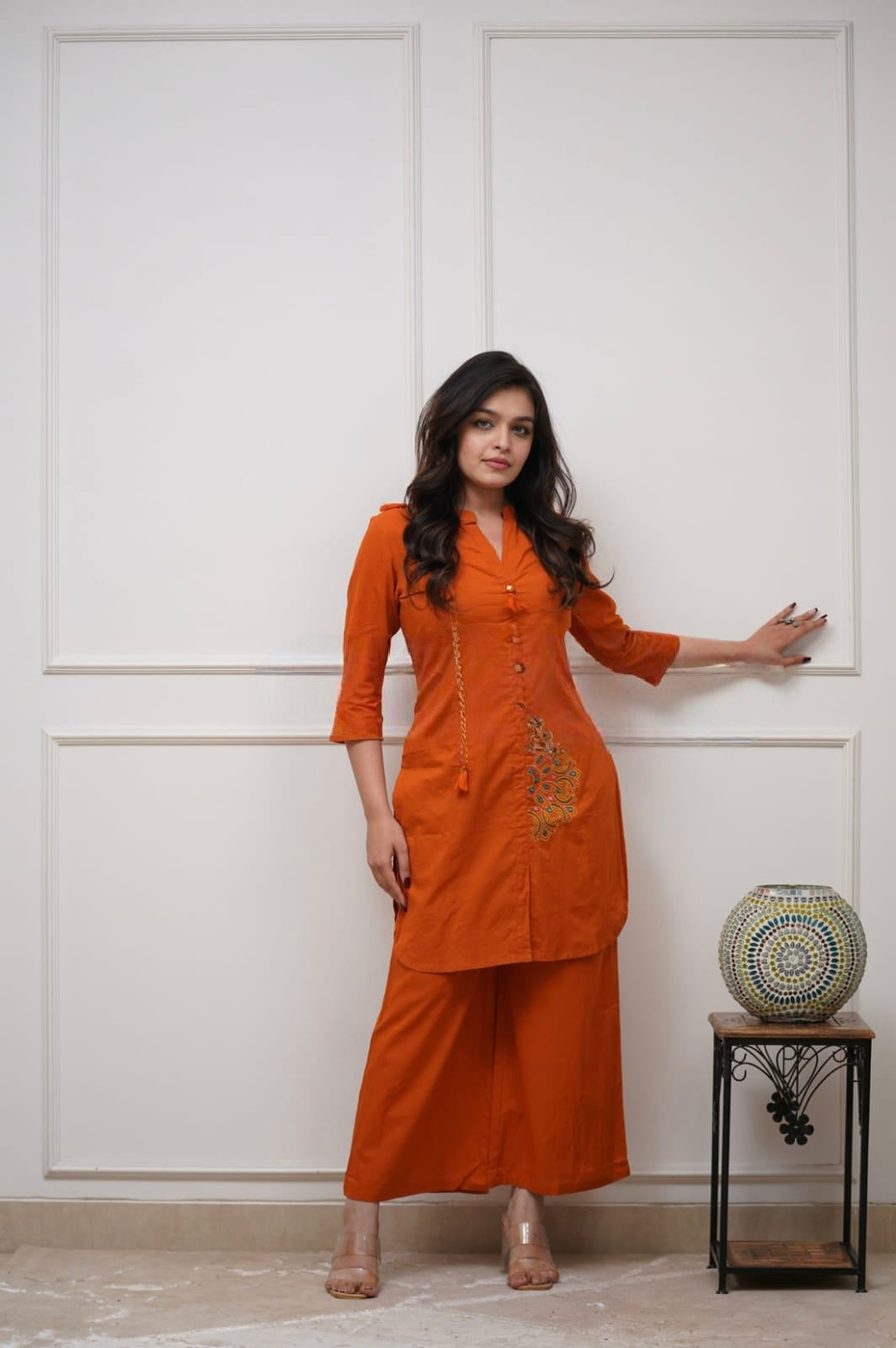 Fiora Pure Cotton Embroidered Co-ord Set