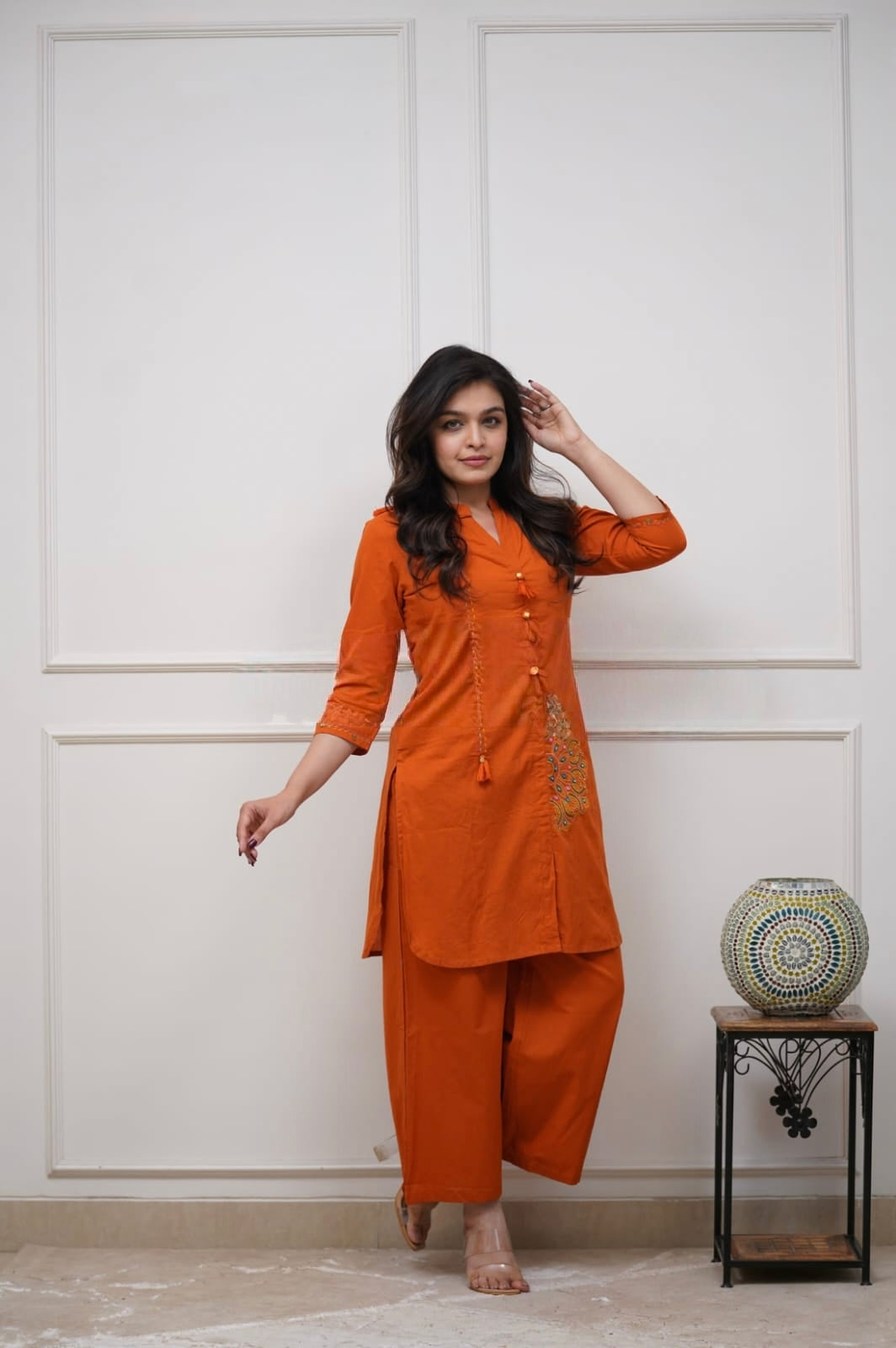 Fiora Pure Cotton Embroidered Co-ord Set