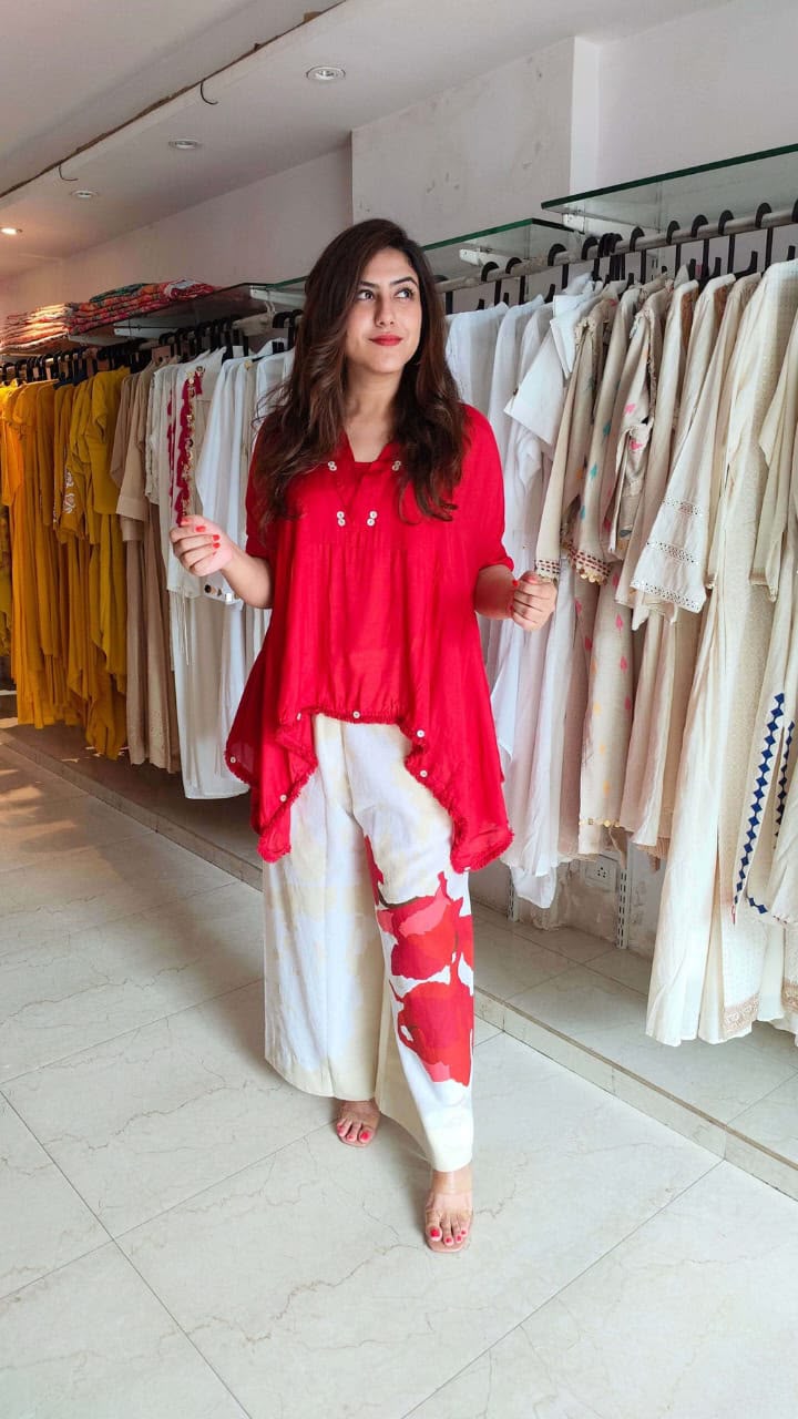 Silvana Kaftan Top & Printed Palazzo Co-ord Set