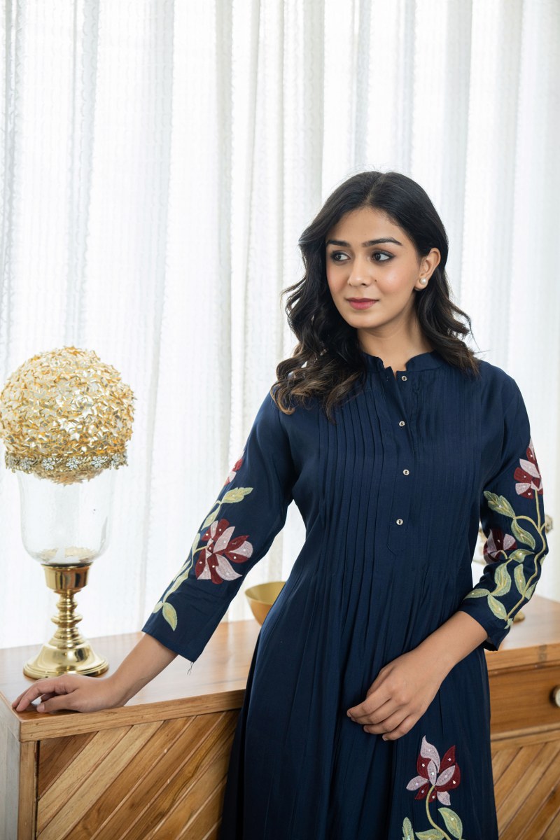 Nellie Floral Embroidered Pure Cotton Pin-Tucked Kurta and Pant Set