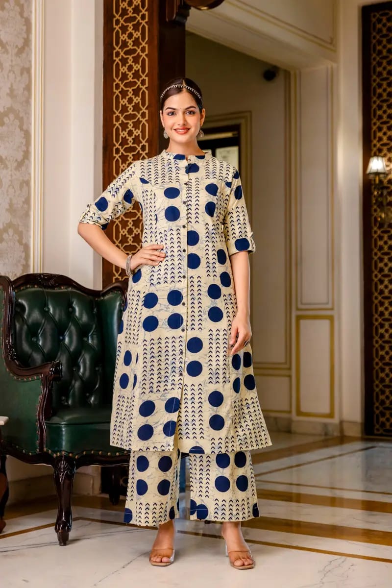 Misha Cotton Geometric Print A-Line Co-ord Set