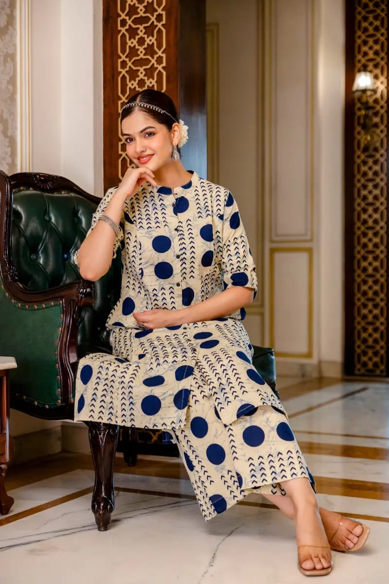 Misha Cotton Geometric Print A-Line Co-ord Set