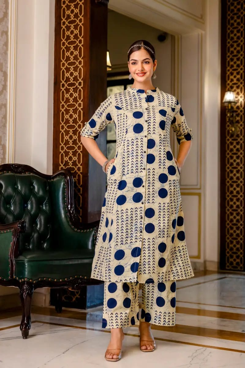 Misha Cotton Geometric Print A-Line Co-ord Set