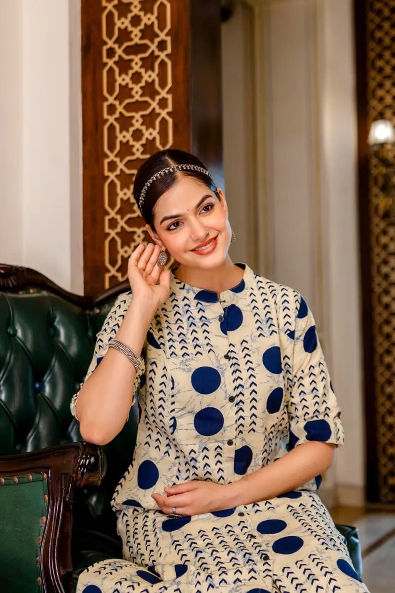 Misha Cotton Geometric Print A-Line Co-ord Set