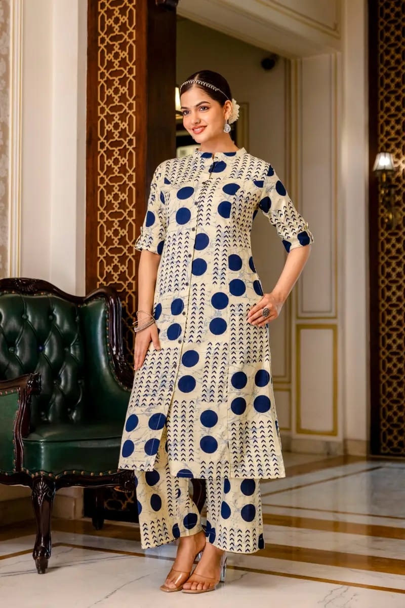 Misha Cotton Geometric Print A-Line Co-ord Set