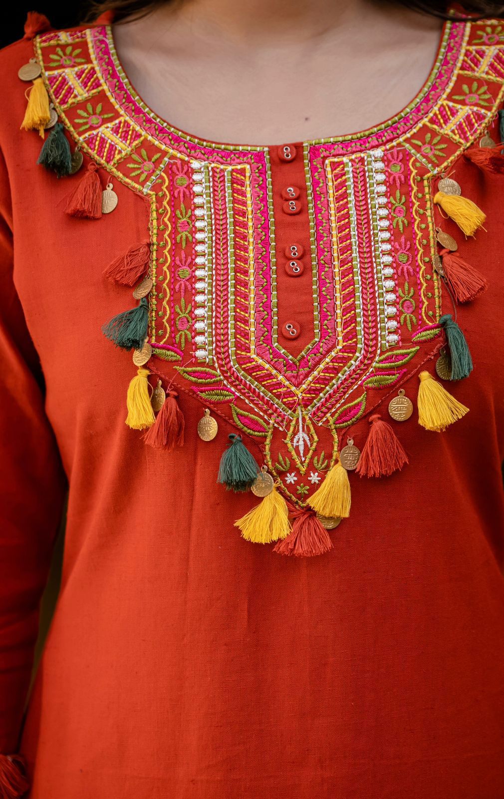 Pia Traditional Festive Gujrati-Style Embroidered Kurti Palazzo Co-ord Set for Women