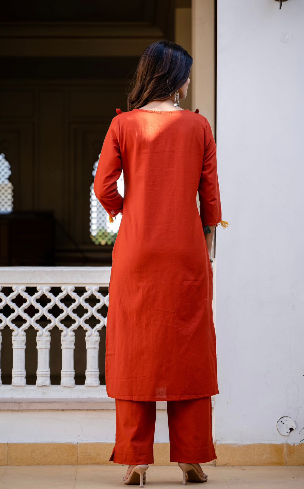 Pia Traditional Festive Gujrati-Style Embroidered Kurti Palazzo Co-ord Set for Women