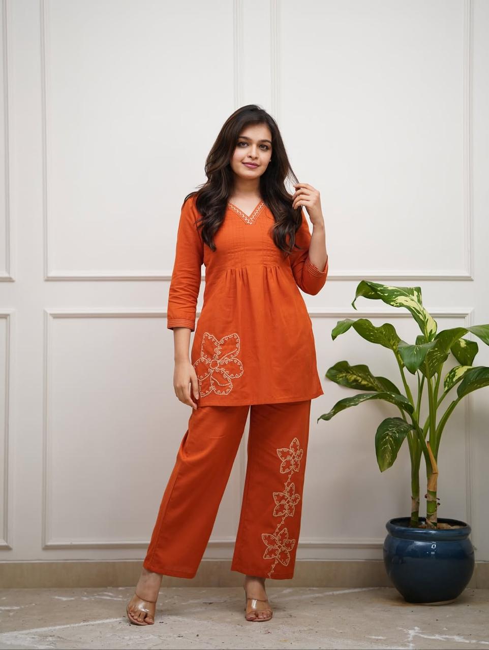Zoya Embroidered Pure Cotton Co-Ord Set