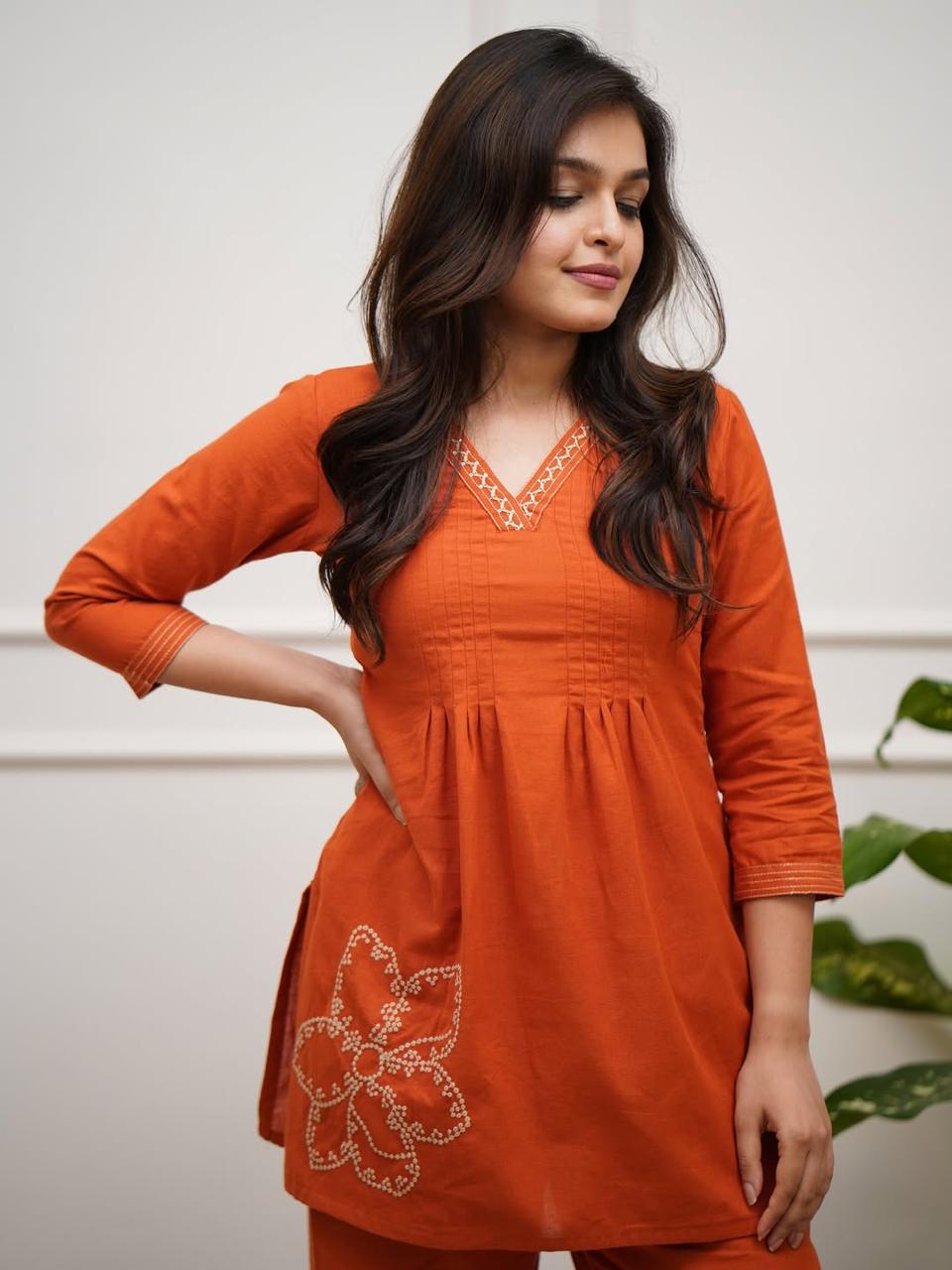 Zoya Embroidered Pure Cotton Co-Ord Set