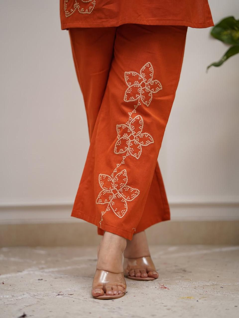 Zoya Embroidered Pure Cotton Co-Ord Set