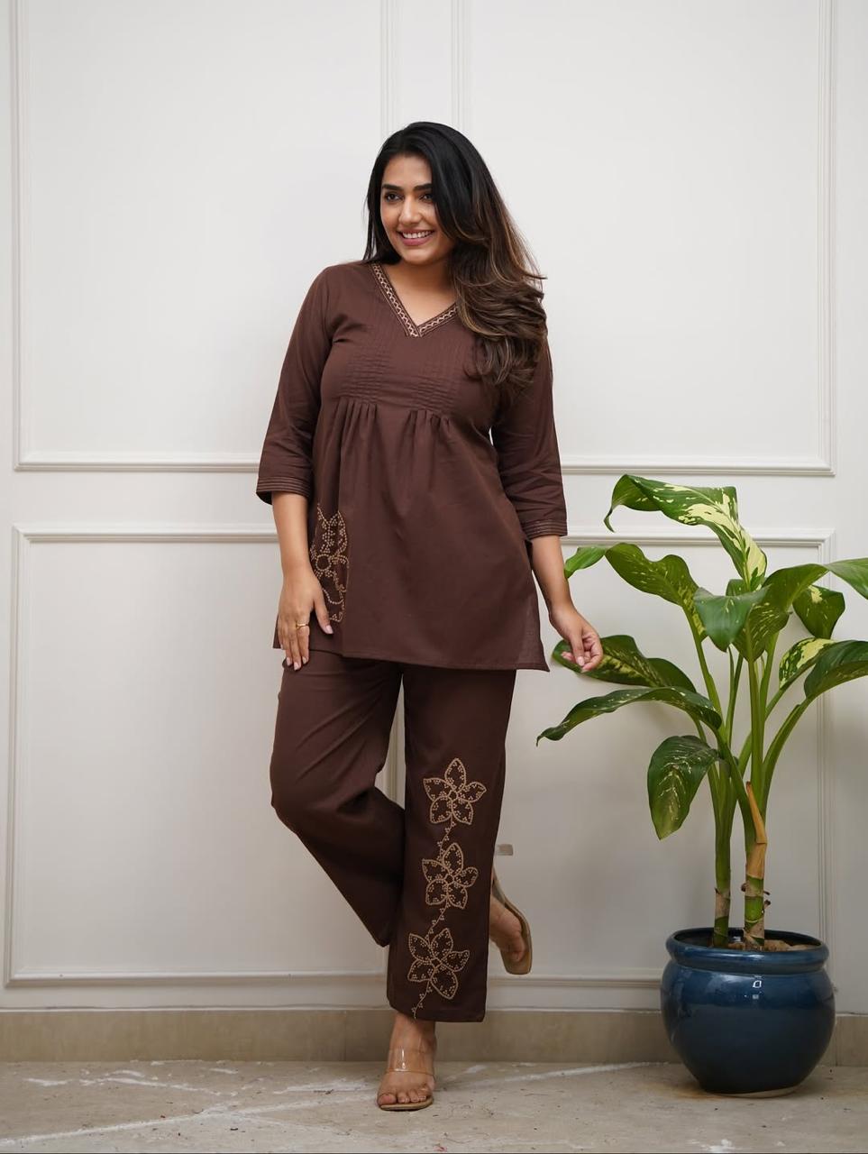 Zoya Embroidered Pure Cotton Co-Ord Set