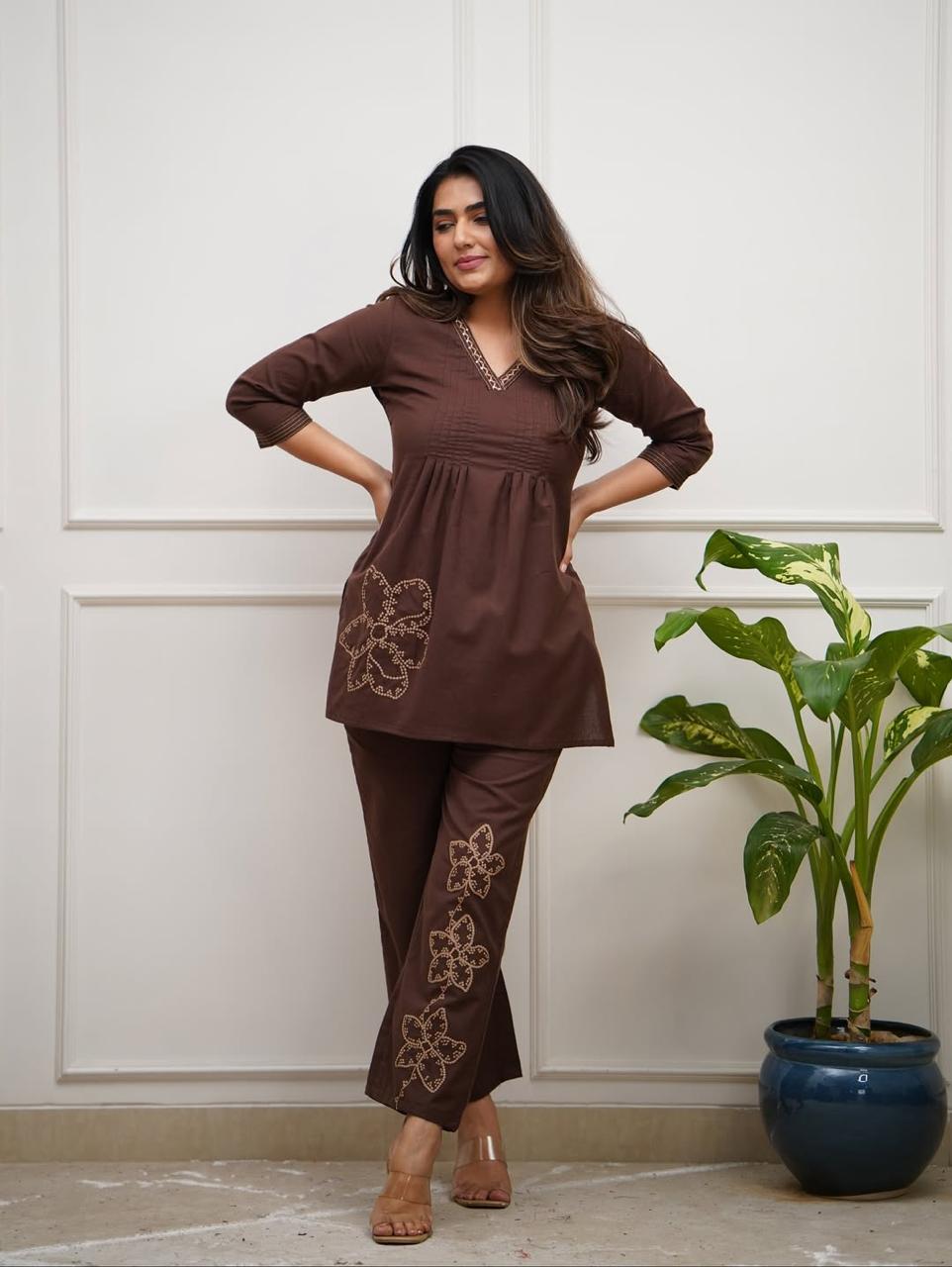 Zoya Embroidered Pure Cotton Co-Ord Set