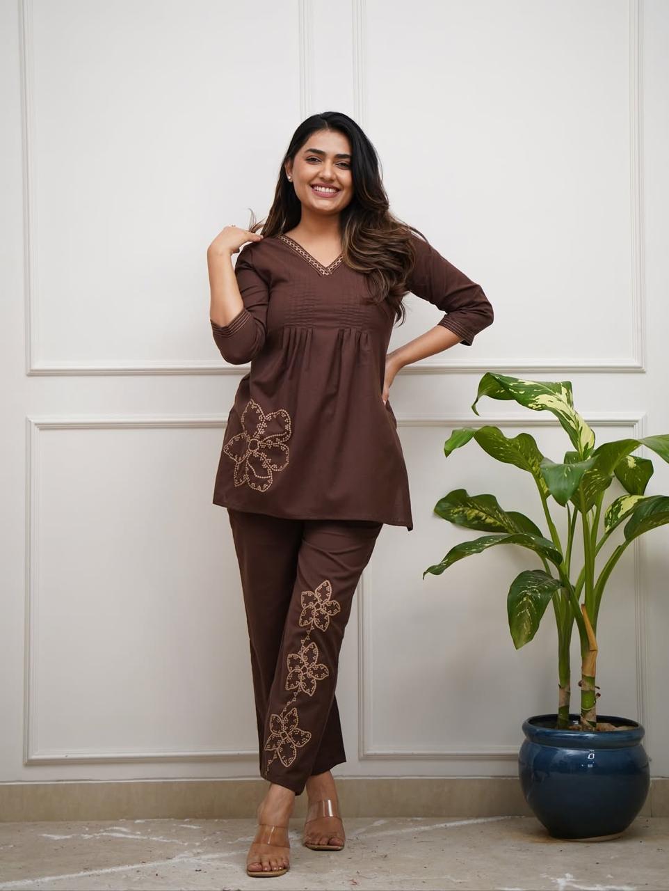 Zoya Embroidered Pure Cotton Co-Ord Set