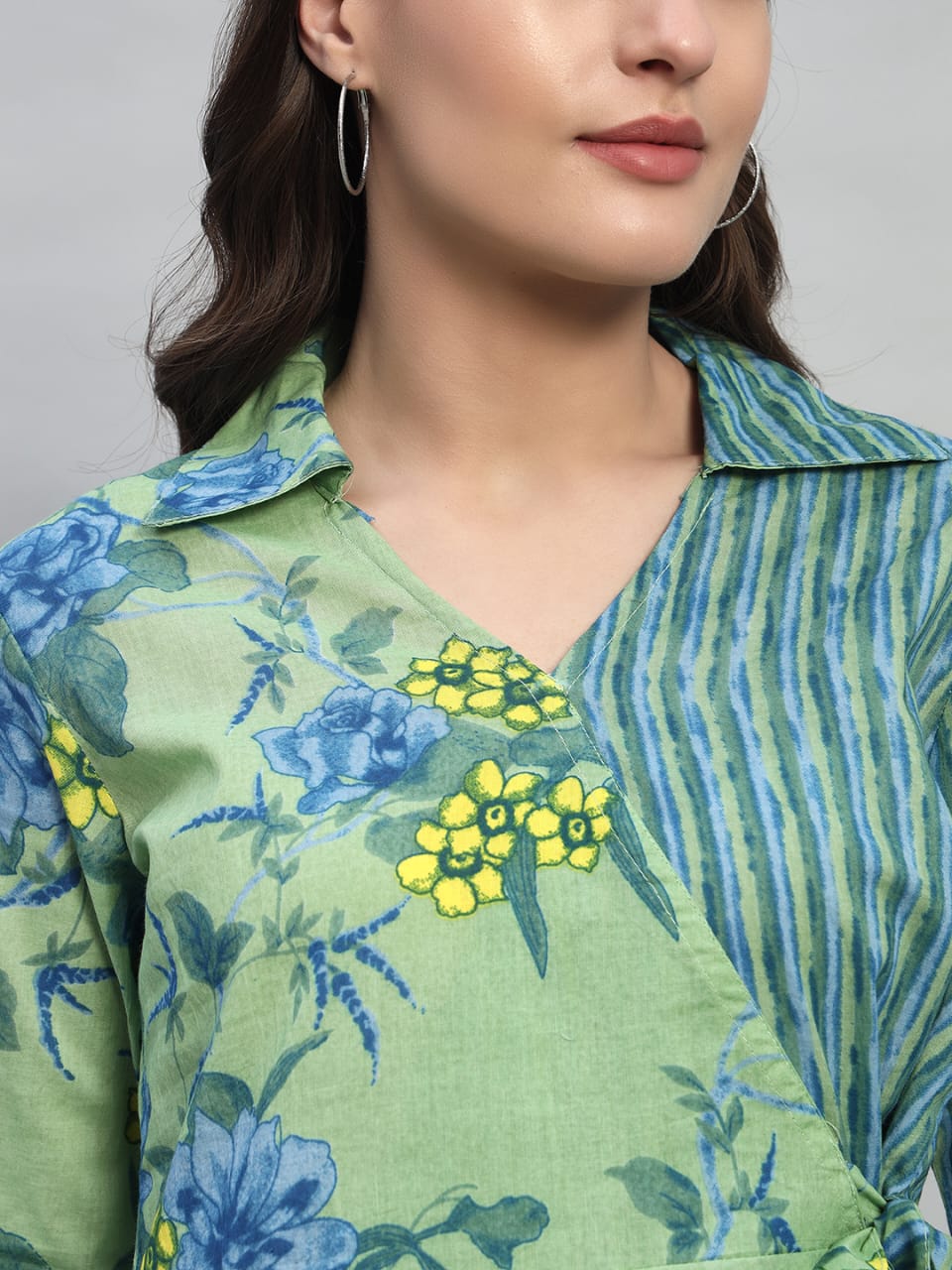 Avery Lime Green & Blue Floral Printed Cotton Co-Ord Set